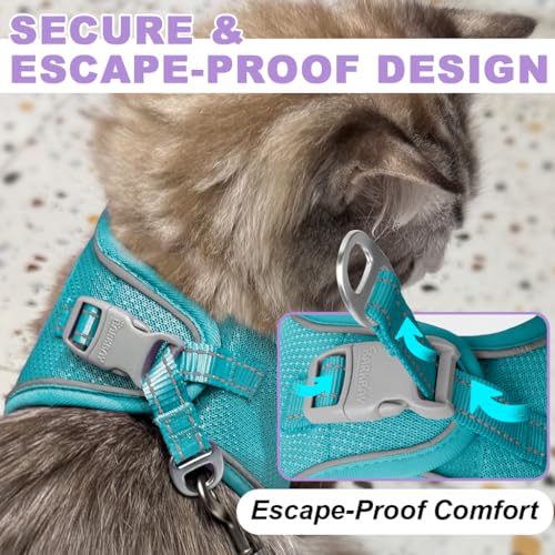 Cat Harness and Leash Set,Escape Proof Kitten Harness,Step in Adjustable Soft Lightweight,Easy Control,Reflective Strips C...