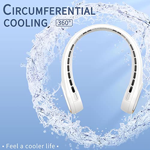 FrSara Neck Fan, Portable Personal Fan Strong Wind, 4000mAh, Air Volume,360° Cooling, No Hair Twisting, Air Volume On 2 Si...