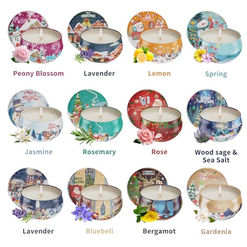 Christmas Gift Sets, Primevolve Scented Candles of 12 Bulk Home Aromatherapy Candles with Fragrances, Gift for Women, Cand...