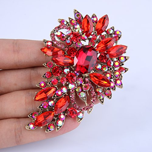 EVER FAITH Women's Austrian Crystal Wedding Flower Leaf Bouquet Brooch