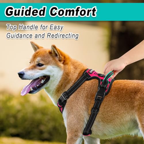 BARKBAY No Pull Pet Harness Dog Harness Adjustable Outdoor Pet Vest 3M Reflective Oxford Material Vest for PINK Dogs Easy ...
