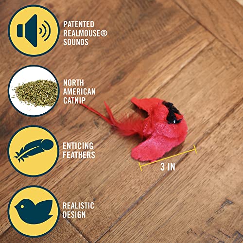 OurPets Play-N-Squeak Real Birds Interactive Cat Toys with Catnip (Cat Toys for Indoor Cats; Catnip Toy for Cats with Bird...
