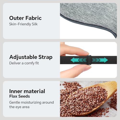 Visader Heated Eye Mask for Dry Eyes, Stye & Migraines Relief - USB Electric Warm Compress with 20 Temp/Time Settings, Was...