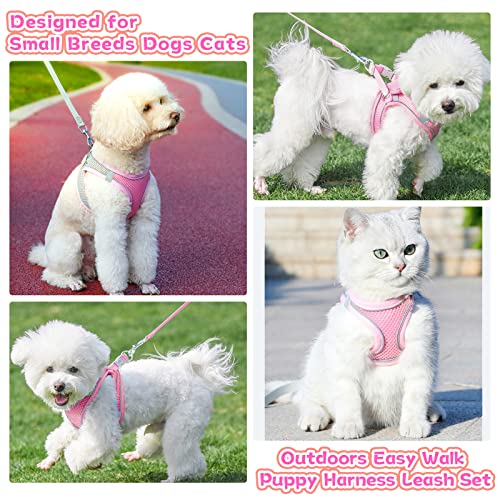 PETPUBGNZS Soft Small Dog Harness and Leash Set Mesh Puppy Harnesses Leash Easy Walk Dog Harness Vest Adjustable Reflectiv...
