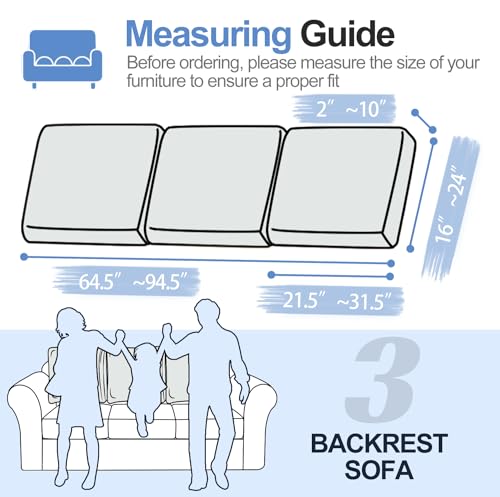 WEYOND Large Backrest Cushion Covers Super Stretch Backrest Covers for 3 Cushion Couch Sofa, Couch Back Cushion Covers Fea...