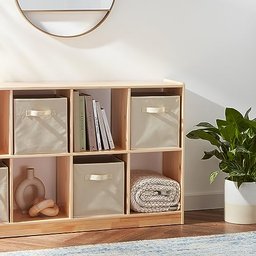 Amazon Basics Collapsible Fabric Storage Cube Bins Organizer with Handles, Sturdy, Beige, 13-x-13-x-13-inch, Pack of 6