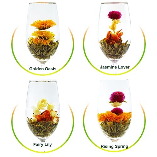 TEARELAE Blooming Tea Flowers - 12pcs Individually Sealed Flowering Balls - Hand-Tied Natural Green Tea Leaves & Edible Fl...