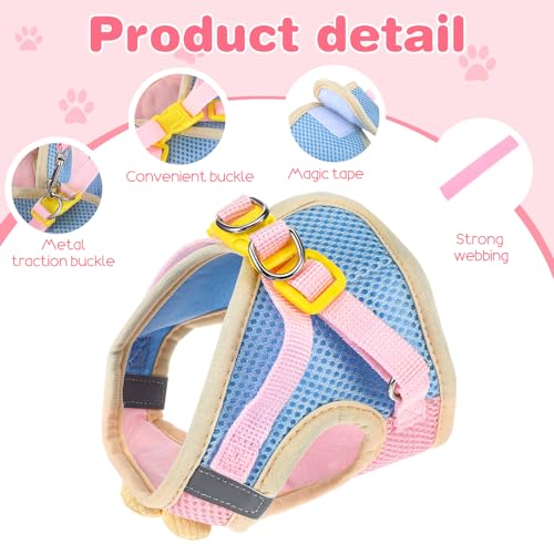 DOPENSPI Flower Cat Harness and Leash Set for Walking Escape Proof, 10.2-11.8in Neck Adjustable Kitten Harness and Leash S...