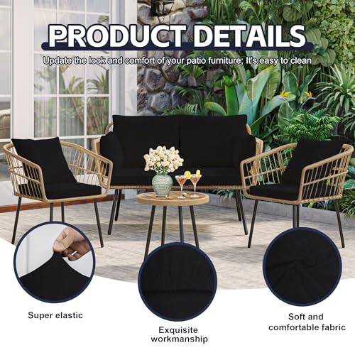 MRGSDL 8Pcs Patio Cushion Covers,Outdoor Cushions Covers,Stretch Cushion Covers Replacement, Washable and Reusable Furnitu...