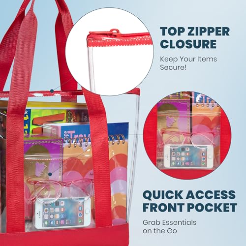 Handy Laundry Clear Tote Bag - Zipper Closure, Long Shoulder Strap, Fabric Trimming. | Zipper Closure, Long Shoulder Stra...