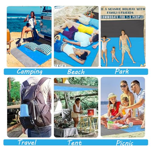Beach Blanket Sandproof Waterproof, Beach Essentials Extra Large Beach Mat, 79" x 55" Oversized Durable Outdoor Picnic Mat...