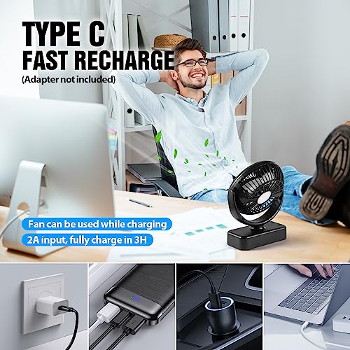 Portable Camping Fan with LED Lantern- 40H Work Time Rechargeable Battery Operated Fan with Hanging Hook for Tent Car RV H...