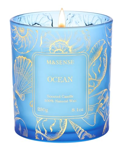 M&SENSE Ocean Scented Candles,Vegan Soy Candles,8.1oz 42-Hour Slow Burning Time,No Toxin Subtle Scented Home Fragrance for...