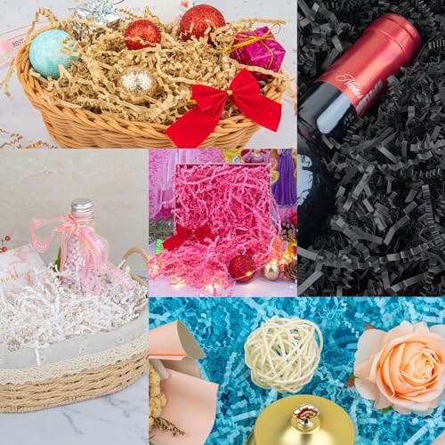 Caleihd Crinkle Cut Paper Shred Packing Grass Cushion Paper Streamer for Christmas Wedding Birthday Bridesmaid Engagement ...