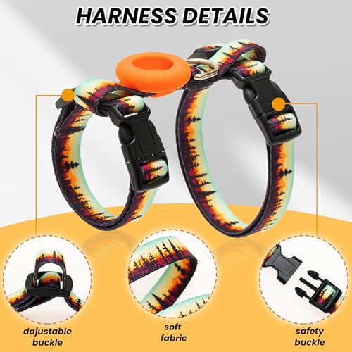 TUKOAW Cat Harness with Airtag Holder and Leash Set, Escape Proof Cat Harness for Walking Traveling Hiking Outdoor, Adjust...