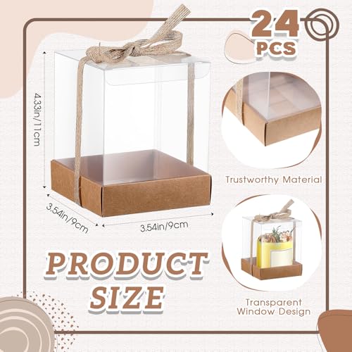 Cunno 24 Sets 3.5 x 3.5 x 4.3 in Candle Gift Package Valentine's Transparent Box 4-18 oz Handmade Tealight Candle Holder P...