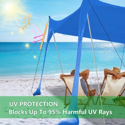 Beach Tent, Beach Canopy UPF50+ with Sandbags, Outdoor Shade 11x11 FT, Camping Tent Sun Shelter for Camping Trips, Fishin...