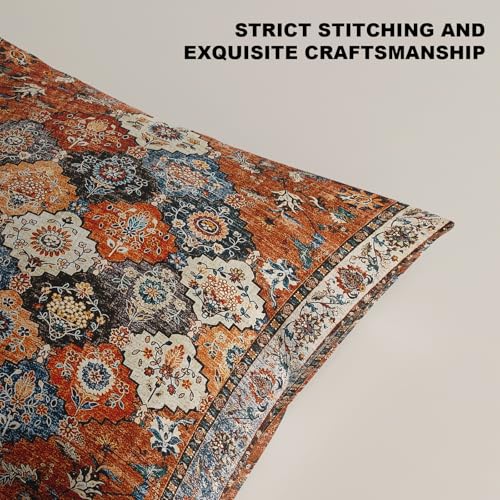 ZSYTZL Boho Throw Pillow Covers 18x18 inch Set of 2,Linen Bohemia Carpet Pattern Decorative Living Room Sofa Bed Square Pi...