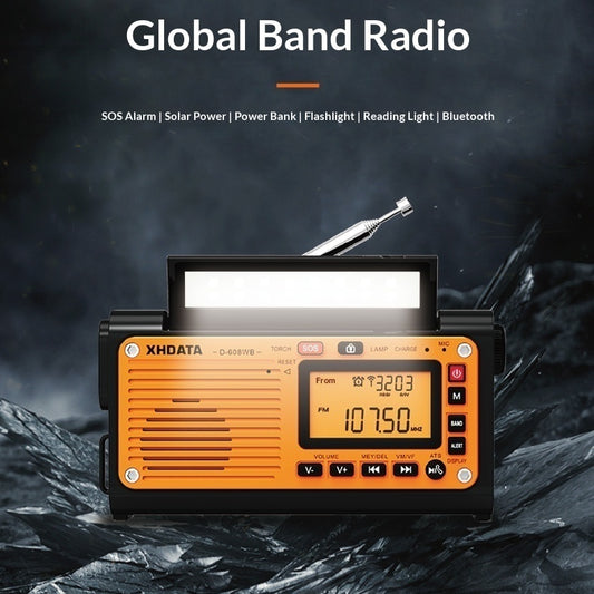 Hand-cranked Solar-powered Radio With Outdoor Emergency And Bluetooth Charging Features