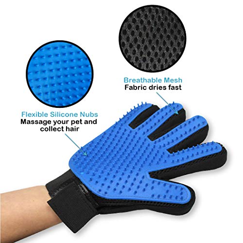 Pets First Dog Grooming Gloves Best Professional Deshedding, Brushing, Cleaning Mitt Tool for Small, Medium or Large Dogs...