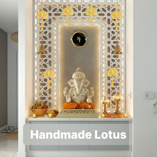 SAJTOX Lotus Hangings for Decoration Floral Wall Hangings for Temple Decor Pooja Room Decoration Items Back Dropper Showpi...