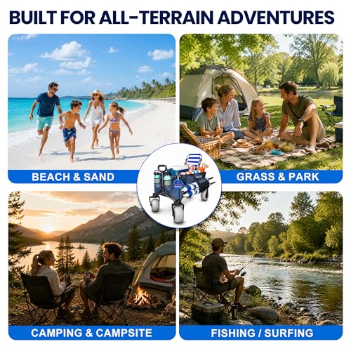 X800 Heavy Duty Beach Wagon with 9x4 Sand-Proof All-Terrain Wheels, 300L Oversized Foldable Wagon Cart with Side Bag, All-...
