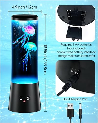Bodami Jellyfish Lamp, 16 Color LED Fantasy Jellyfish Tank Table Light with Remote, Dual Power Supply, Eye-Friendly Ambien...