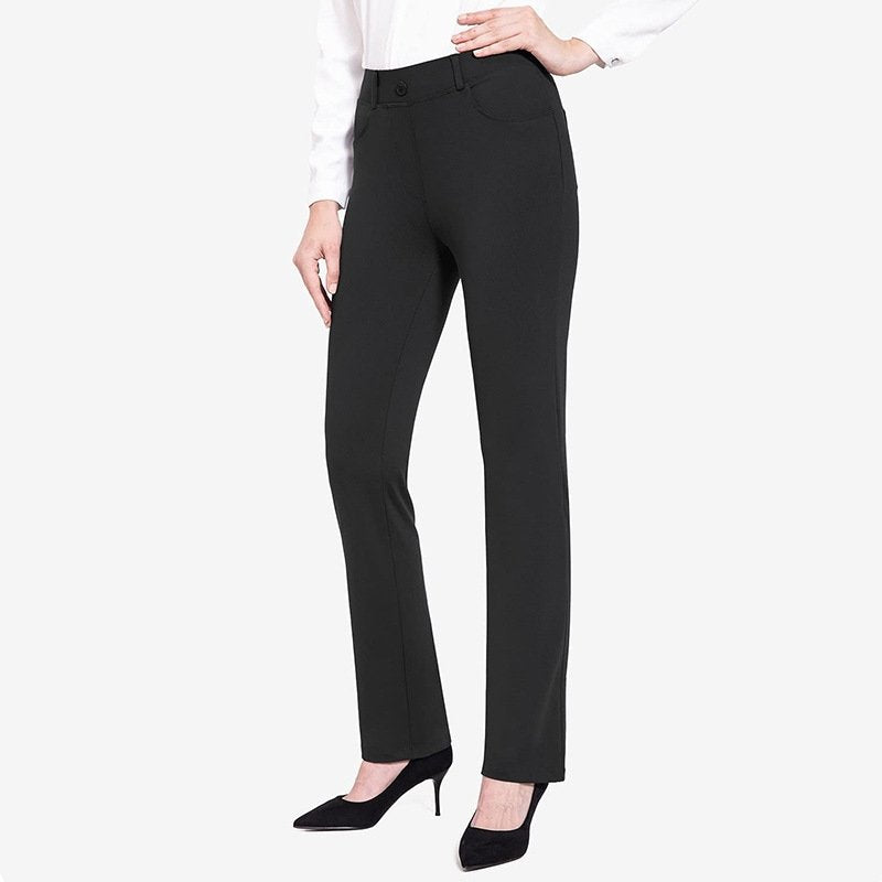 Solid-color Stretch High-waist Slim-fit Yoga Pants