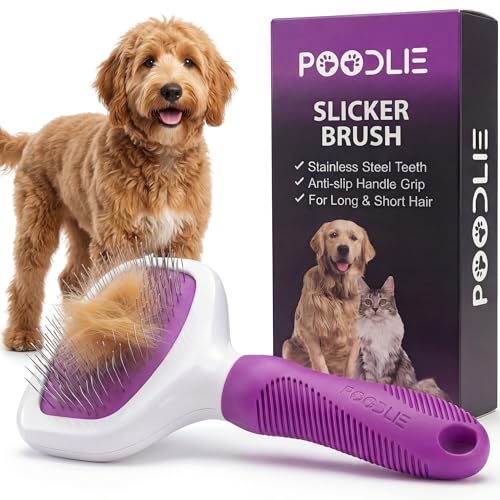 Poodle Pet Slicker Brush - For Dogs, Cats, Rabbits - Matted/Loose Fur, Knots - Suitable for Doodle/Goldendoodle Grooming a...