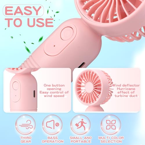 Rossesay 6 Pcs Mini Portable Fan Bulk Cute Handheld Lightweight Small Little Personal Hand Eyelash Fan 3 Speeds USB Rechar...