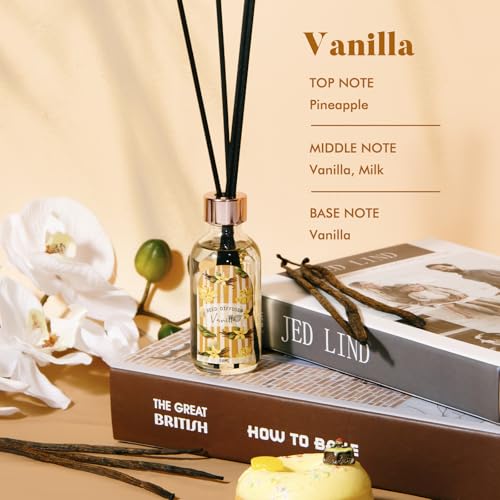 Reed Diffuser Set of 3 Pack, Linen Vanilla Citrus Scented Oil Diffuser with 15 Sticks, Reed Diffusers for Home, Bathroom A...