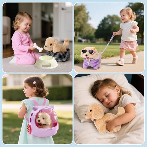 Cleboen 17pcs Robot Dog Toys for Girls Kids Boys 3-6, Realistic Interactive Robot Puppy Dog Plush Toys with Walk & Bark, P...