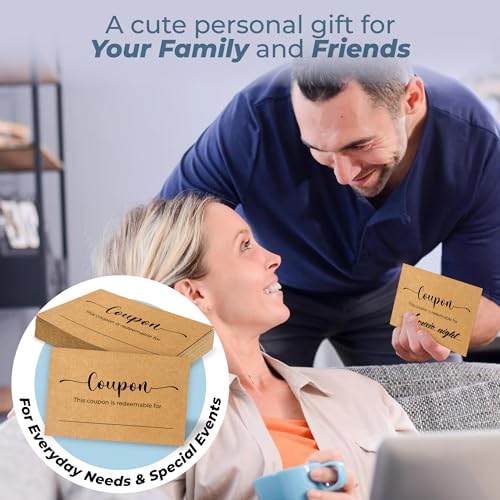 WOODAMORE 50 Blank Coupon Cards Box - Love Coupon For Him, Blank Coupon Book For Husband From Wife, Mothers Day Gifts for ...