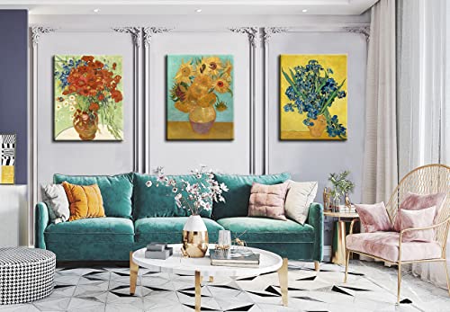 OKEXCKK Sunflowers of Vincent Van Gogh Wall Art, Irises Flower Paintings Artwork Reproduction, Giclee Canvas Prints Pictur...