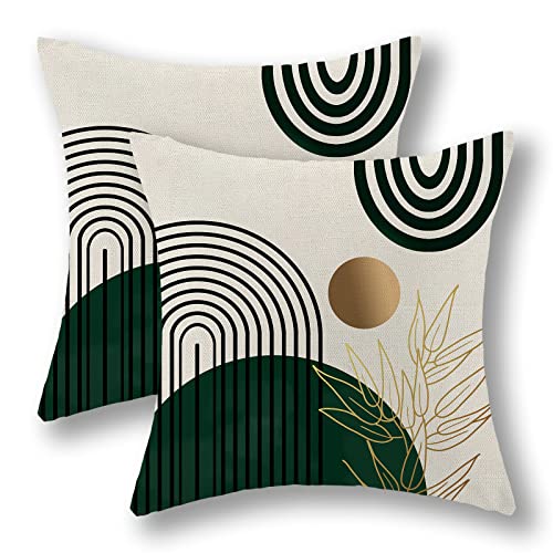 GIOPAMGO Boho Pillow Covers 20x20 Set of 2, Green Gold Farmhouse Decorations Throw Pillow Covers Boho Leaves Tropical Outd...