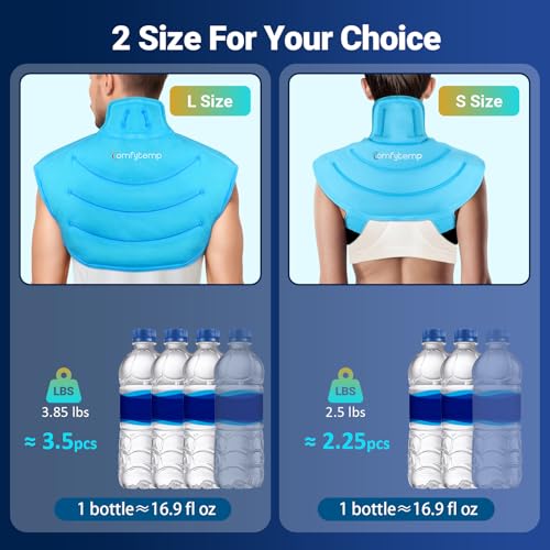 Comfytemp Large Ice Pack for Neck Shoulders Upper Back Pain Relief with Straps, Reusable Gel Ice Wrap Hot Cold Compress Th...