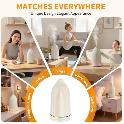 URPOWER 100ML Essential Oil Diffuser Ultrasonic Cool Mist Humidifier with 7 LED Lights, Timer & Auto-Off Quiet Aromatherap...