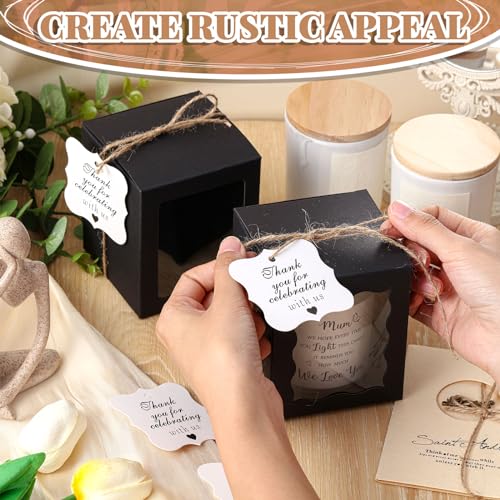 ReliThick 50 Set Candle Gift Box Transparent Gift Packaging for 4-10 oz Candles 50 Paper Thank You Tag for Wedding Birthda...