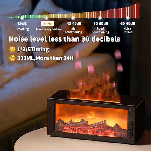 BOHOFAM Fireplace Essential Oil Aroma Diffuser,Flame Air Humidifiers 300ML,14-Hour Runtime,Colorful Flame Diffusers for Ho...
