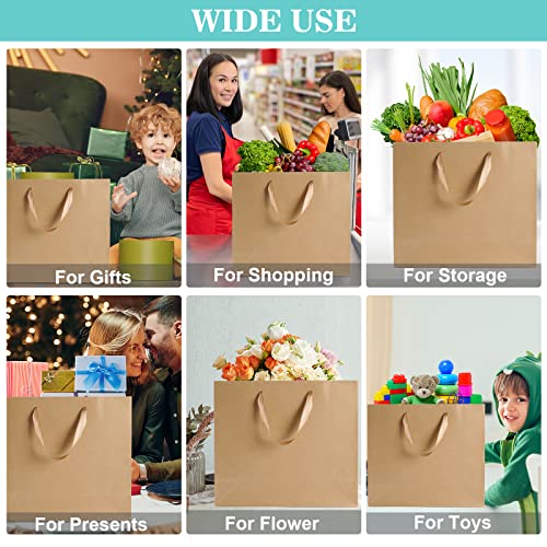 Plauthus Brown Gift Bags with Handles, 4 Pack Large Gift Bags with Tissue Paper, Kraft Paper Gift Bags for Shopping, Part...