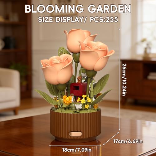 LANGLICHUN Rose Flower Building Blocks Set Motorized Blooming Flowers for Adults Romantic Gift for Women Girlfriend Home D...