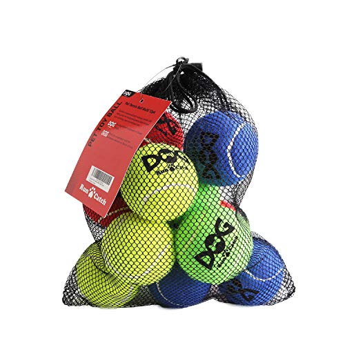 INSUM Tennis Balls for Dogs - 12 Pack 2.5'' Durable Non-Toxic Outdoor Dog Toys Balls with Mesh Bag, SGS Certified, Colorfu...