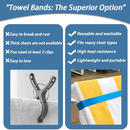 Towel Bands for Cruise & Beach Chairs - Cruise & Beach Pool Chairs Ship Essentials - Must Haves Alternative to Beach Towel...