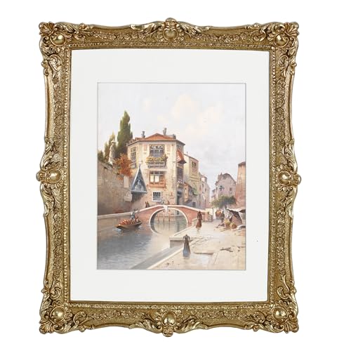 OIGUMR Gold Picture Frame 11x14 Picture Frame Gold Photo Frame Ornate Frame Made of Glass, Resin