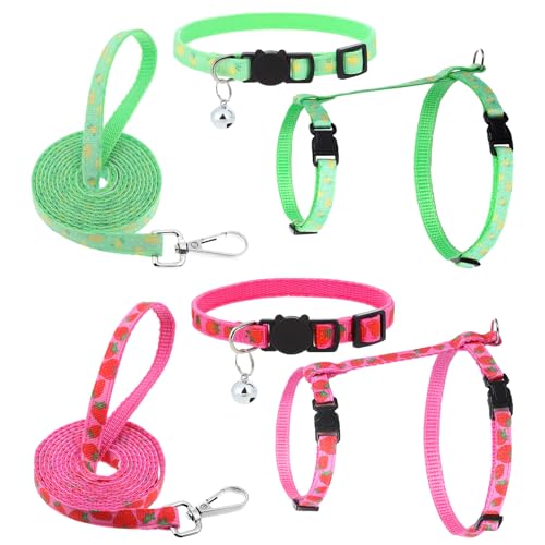 2 Pack Cat Harness and Leash with Collar Set, Adjustable Kitten Harness Escape Proof for Small Medium Cat Safe Walking and...