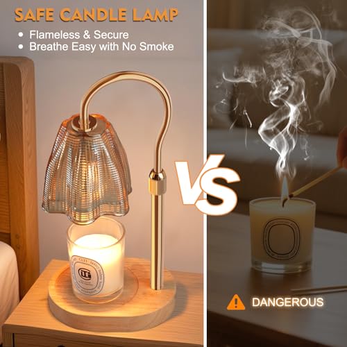 Honvinor Candle Warmer Lamp with Timer & Dimmer, Candle Warmer Height Adjustable, Fits All Jar Scented Candles, Candle Lam...