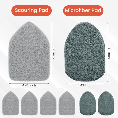 Wlich Scouring Pads Microfiber Cloth Refills 6 Pack, Fit Tub Tile Scrubber Brush Cleaning, Reusable Scouring Scrub Pad and...