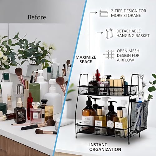 LEMIKKLE 2-Tier Bathroom Countertop Organizer,Skincare, Makeup Countertop Organizers, Kitchen, Bathroom Counter Storage wi...