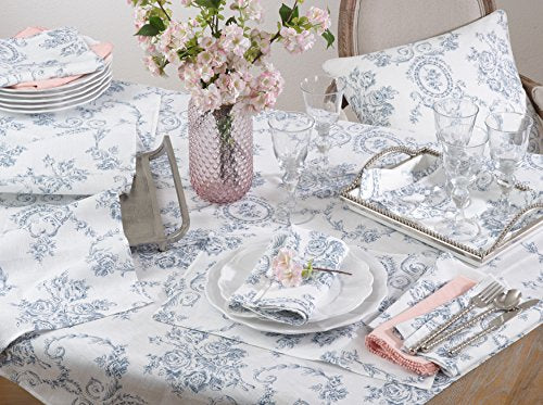 SARO LIFESTYLE Ornate Floral Linen Blend Table Runner – Decorative Table Runner for Dining & Console Tables, 16"x90"