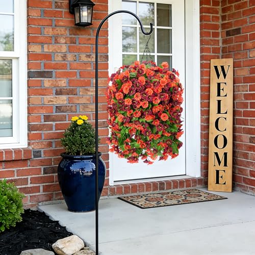 INXUGAO Artificial Flowers with Hanging Basket, Outdoor Faux Plants Silk Morning Glory Vines, Fake Green Arrangement for G...